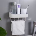 thumbnail image 3 of Shower Caddy Bathroom Storage Rack Shelf with Hooks Towel Holders, Shampoo Bars Shower Shelf, Kitchen Wall Organizer Rack Bathroom Accessories Bathroom Organizer (Color : White), 3 of 6
