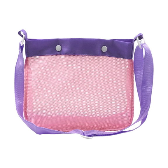 Darzheoy Mesh Beach Bag Beach Toy Storage Tote Bags Kids Seashell Collecting Bag Colorful Swimming Accessories Storage Bag with Adjustable Straps for Boys Girls