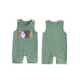 thumbnail image 2 of Suealasg Baby Boys Girls Christmas Overalls Plaid Santa Letter Embroidered Sleeveless Button Straps Jumpsuit, 2 of 9