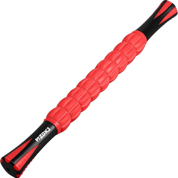 Muscle Roller & Massage Roller Stick for Athletes - Lymphatic Drainage Support, Relieves Muscle Soreness, Cramping & Tightness - Targets Legs, Arms, Back & Calves Red Wheel