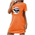 thumbnail image 4 of Oksale Halloween Nightgowns for Women 2025 Funny Graphic Nightgown Short Sleeve Sleep Shirt Casual Round Neck Short Sleep Dress Lightweight Soft Loungewear for Home Orange L, 4 of 4