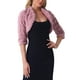 thumbnail image 4 of INSPIRE CHIC Bolero Abierto para Mujer de Manga 3/4 sin Cuello, Chaqueta de Piel Sintética Corto, Rosa, 4 of 6