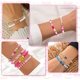 thumbnail image 5 of Juego de pulseras coloridas de oro blanco con sonrisa de mal de ojo con cuentas de arcilla polimérica con abalorio apilable para verano, playa, bohemio, pulseras de capas, joyería para mujeres, niñas TUNC Sencillez, 5 of 5