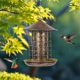 thumbnail image 1 of Comederos para pájaros para exteriores, comedero colgante para pájaros silvestres, fácil de limpiar y llenar, de metal, para patio, terraza o jardín., 1 of 8