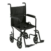 Drive Medical Lightweight Transport Wheelchair, 17" Seat, Black