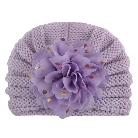 

BuleStore Follure Toddler Kids Baby Boy Girl Warm Solid Flower Knit Crochet Hat Beanie Cap