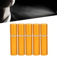 thumbnail image 2 of Yajisi 5-Piece Portable Refillable Perfume Atomizer Set, 5ml / 0.17 oz Aluminum Mini Spray Bottles for Travel and Outing, Leakproof Empty Scent Pump Case, Gold Color, 2 of 9