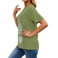 thumbnail image 5 of TWY Women Dandelion Print Crew Neck Short Sleeve T-shirt Tops, 5 of 6