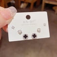 thumbnail image 1 of Pendientes cortos con microincrustaciones de circonitas y aguja de plata S925, pendientes de pelo corto, pendientes elegantes japoneses y coreanos de tres piezas, sencillos y combinables para mujer, 1 of 6
