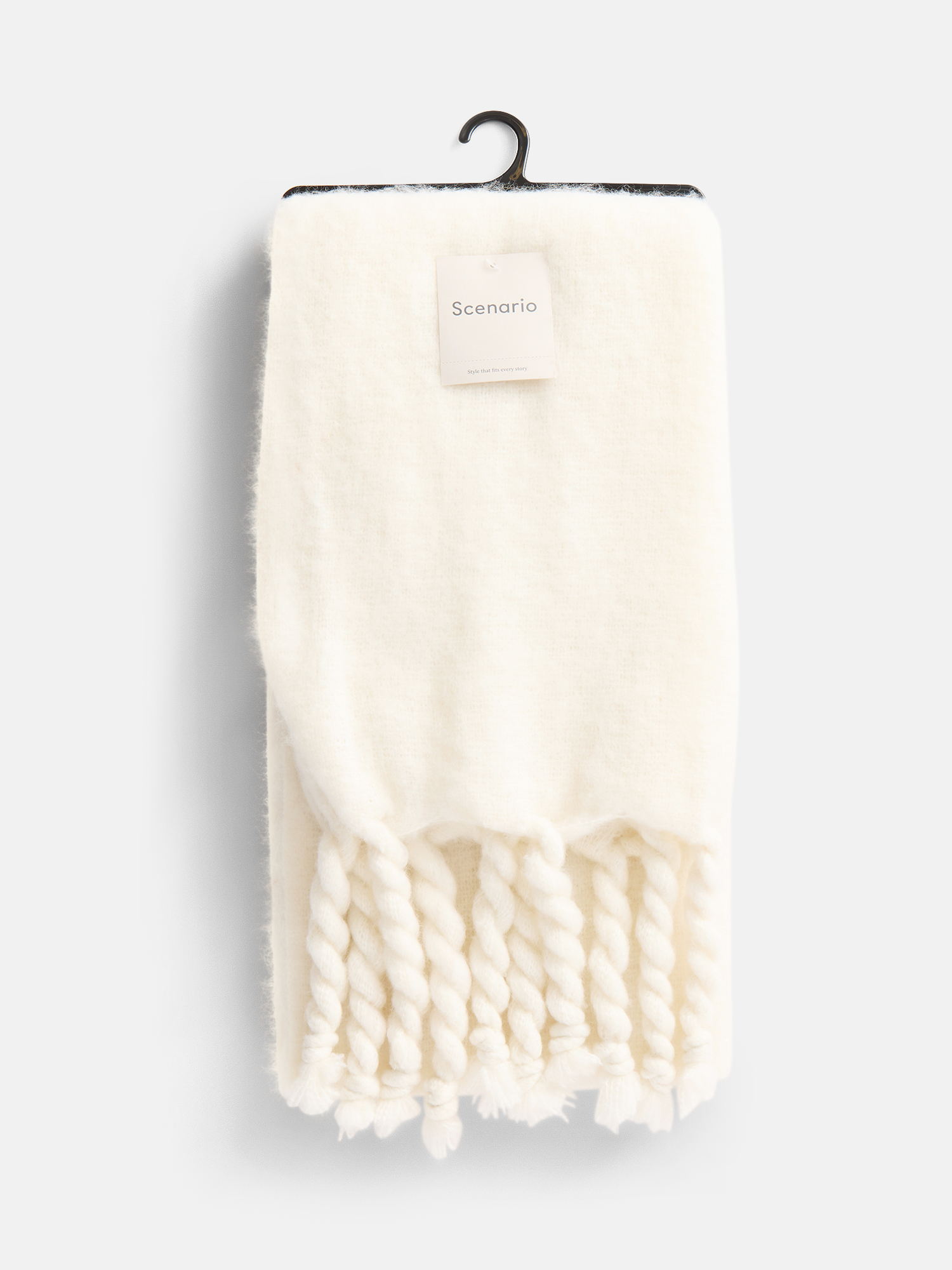 Scenario Women's Blanket Scarf with Braided Fringe Trim