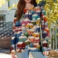 thumbnail image 7 of WTOBBY Women's Fashion Printed Long Sleeve Knitted Cardigan Button Down Jacket, Christmas Themed Soft and Warm Cardigan for Casual and Holiday Wear,Blue L, 7 of 7