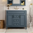 thumbnail image 2 of 36" Bathroom Vanity with Sink Combo Set, Solid Wood Frame Modern Bathroom Storage Cabinet with 2 Soft Closing Doors and 2 Drawers, Soft Closing Cabinet Door with Organizer, Blue, 2 of 8