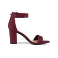 thumbnail image 4 of BLISSFUL STEP Women's Shoes Ankle Strap Block Heel Buckle Open Toe Sandals Burgundy 7, 4 of 9