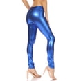 thumbnail image 4 of Sakkas Footless Liquid Wet Look Shiny Metallic Stretch Leggings - Royal Blue - Small, 4 of 6