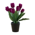 thumbnail image 6 of FaLX Simulation Potted Plants Non-fading Not Withered Realistic Decorate Faux Silk Flower Nine Head Artificial  Tulip Bonsai for Desktop, 6 of 8