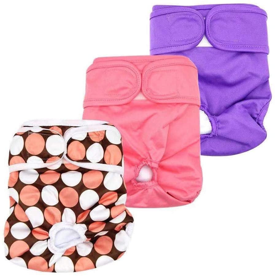 Washable Dog DiapersFemale Dog Cloth Reusable Sanitary Panties 3 Pack