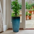 thumbnail image 5 of WORTH 23.5" H. Large Plastic Planters - Set of 2 Gradient Blue Glossy Smooth Finish - Tall Plant Pots for Indoor & Outdoor Use - Decorative Lightweight Flower Pots for Front Porch, Patio, Deck, 5 of 7