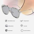 thumbnail image 3 of Gafas de sol anti-ultravioleta retras de las gafas de sol cuadradas del marco grande de una sola pieza, hechas de PC, 3 of 5