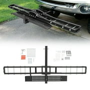 ECOTRIC Kojem Upgrade 75" Motorcycle Dirtbike Carrier, Hauler Hitch Mount Rack , Anti Tilt with Loading Ramp Holds 500 lbs. Heavy Duty