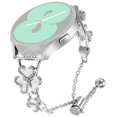 thumbnail image 1 of Metal Band For Samsung Galaxy Watch4 Classic 42mm 44mm Heart Clover Decor Watch Strap - Silver, 1 of 5