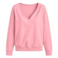 thumbnail image 6 of Horkkom Oversized Sweatshirt for Women Pullover Solid Color V Neck Sweatshirt Casual Loose Sweat Shirts S, 6 of 6
