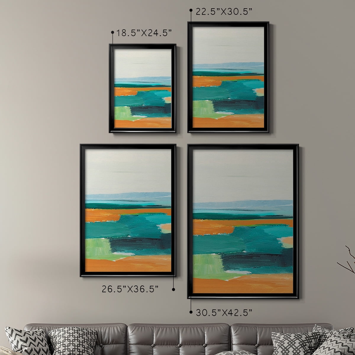Aqua and Orange I Premium Framed Print, in Gold, Black, or Silver - Ready to Hang