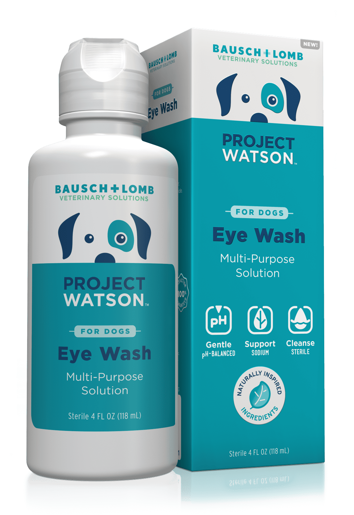 Eye Wash for Dogs by Project Watson, Gentle pH Balanced Formula to Help Reduce Risk of Infection, Help Remove Tear Stains & Support Eye Health, Fragrance Free, 4 Fl Oz