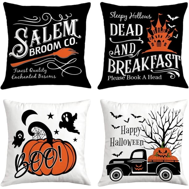 ZHAOCHENG Piezas De Almohadas De Halloween Fundas De Almohada De Miedo De Halloween Cojín De Melocotón De Calabaza De Halloween Cojín De Piel De Coche, Funda De Cojín De Melocotón De Calabaza Sofá De