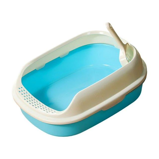 GROWTH TANK Cat High Sided Splashproof Open Top Kitten Potty Toilet Cat Litter Container Pet Blue