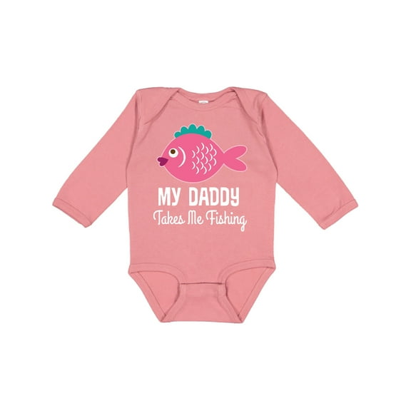 Inktastic My Daddy Takes Me Fishing Girls Girls Long Sleeve Baby Bodysuit