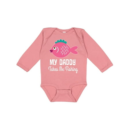 

Inktastic My Daddy Takes Me Fishing Girls Gift Baby Girl Long Sleeve Bodysuit