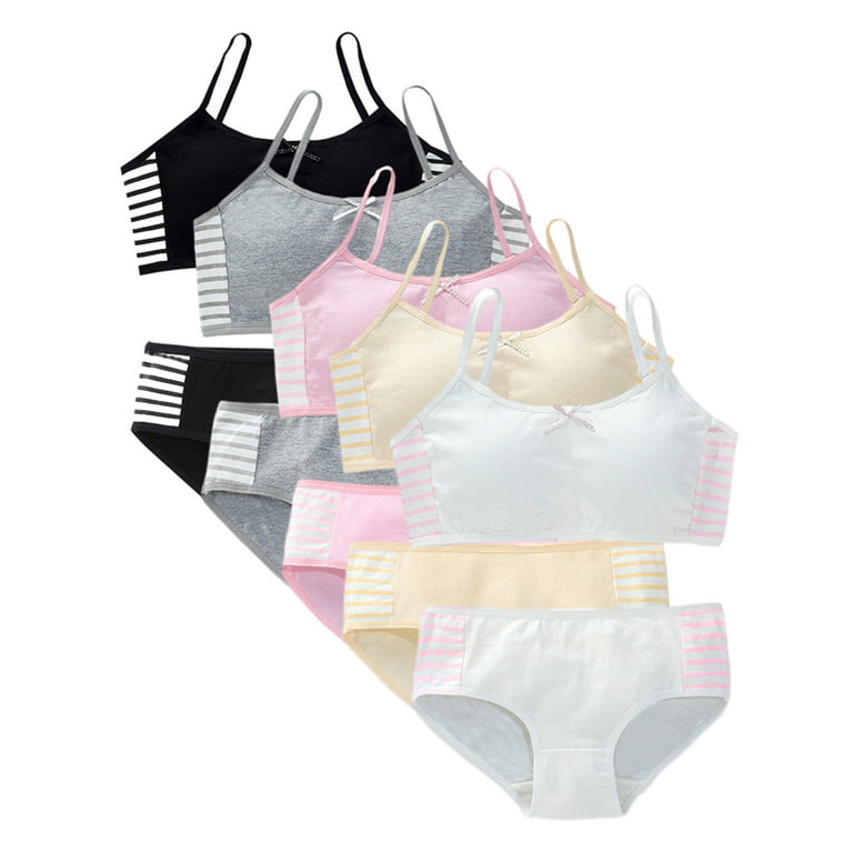 5-Pack Girls Underwear Bra And Panty Cotton Development Bra Set 10