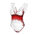 thumbnail image 4 of Yiaed Winter Christmas Snowflake Print Women's Ruffled One Piece Swimsuit V Neck Swimwear Slimming Monokini for Woman-XX-Large, 4 of 8