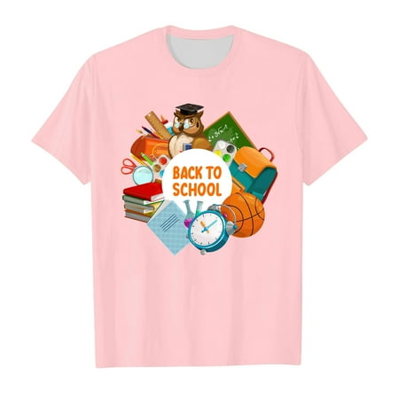 

Girls Graphic Tees School Season Summer Short Sleeve Soft Comfortable Back To School Cartoon Wearing Girl T-Shirts