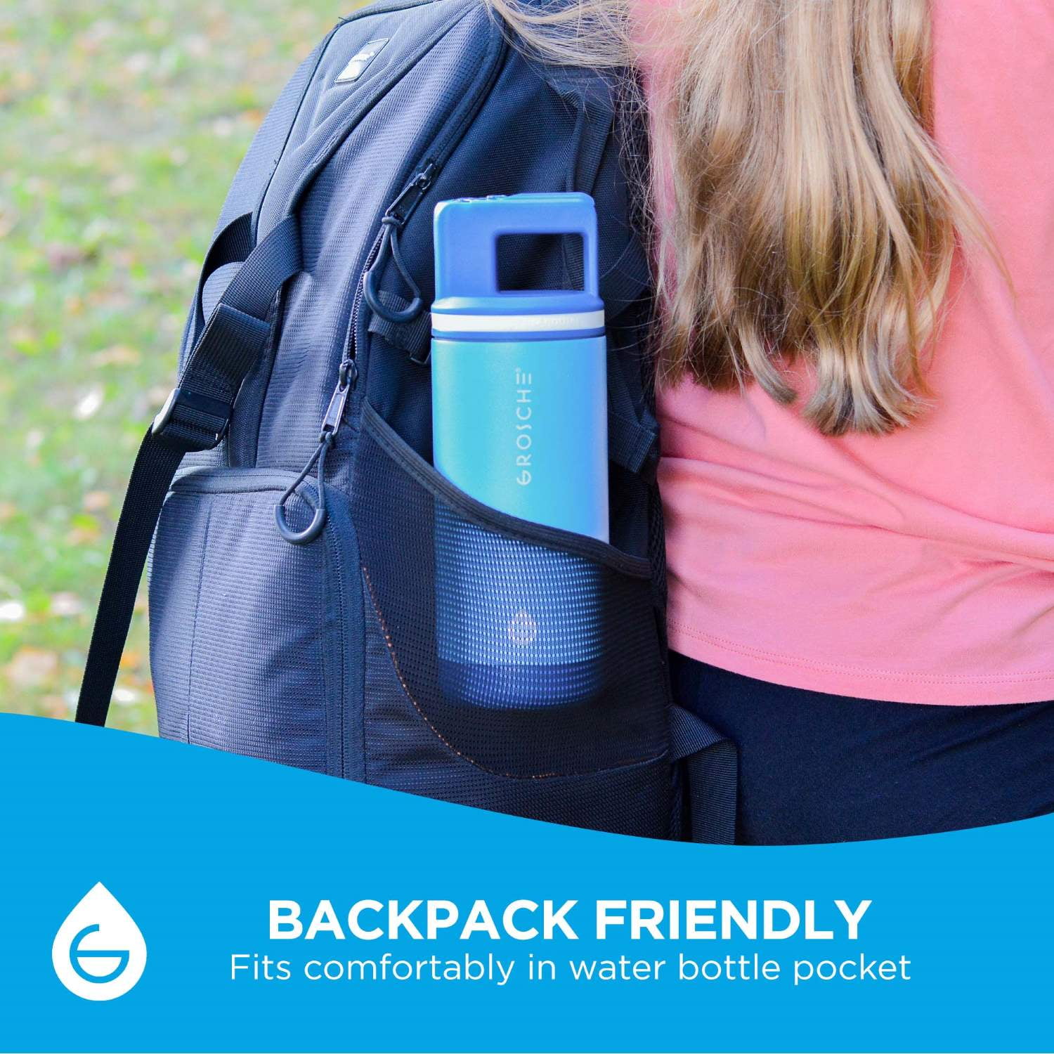 ALPINE Flip 'N Sip Kids Insulated Water Bottle With Straw - 16oz Kids Water Bottle - Scuba Blue