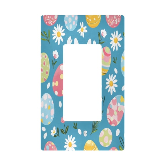 Yayeee Rocker Switch Wall Plate 1-Gang 4.6"x2.9" Home Decorative Outlet Cover, Blue Easter Bunny