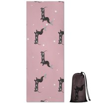 Cute Cartoon Dachshund Hot Yoga Mat Towel Non Slip for Hot Yoga - Quick-Drying Yoga Mat Cover with 4 Corner Pockets with Travel Bag - Hot Yoga Towel Non Slip Grip Moisture Wicking Sweat 70"x26"