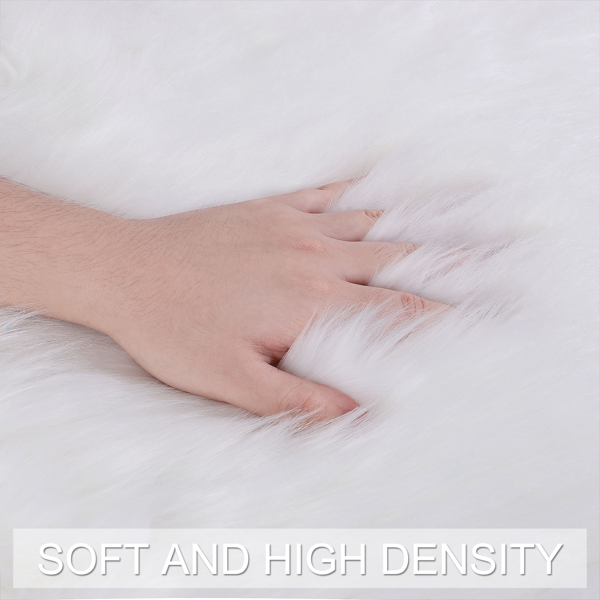 Unique Bargains Artificial Animal Wool Soft Faux Fur Sheepskin Plush Area Rug White 2x2 Feet Round
