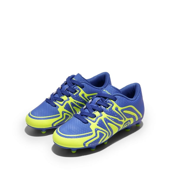 BURUDANI Kids Boys & Girls Lightweight Soccer Shoes Sport Outdoor Soccer Cleats Royal/Lemon/Green/Silver Size 13