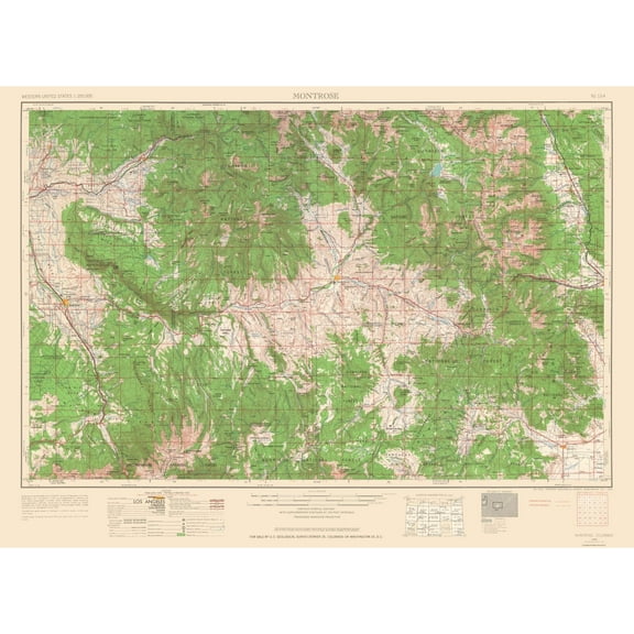 Topographical Map - Montrose Colorado Quad - USGS 1962 - Vintage Wall Art