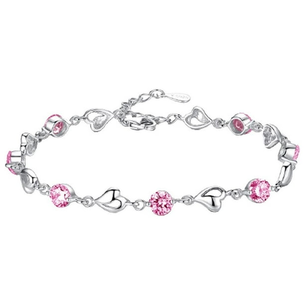 Fiudx Pulsera Corazón y Tú de Diamantes y Circonitas En Forma de Corazón Asimétrica