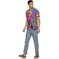 thumbnail image 4 of Stylore Men's Hawaiian Shirt Short-Sleeve Button-Down Bright Big Hibiscus Purple 3XL, 4 of 6