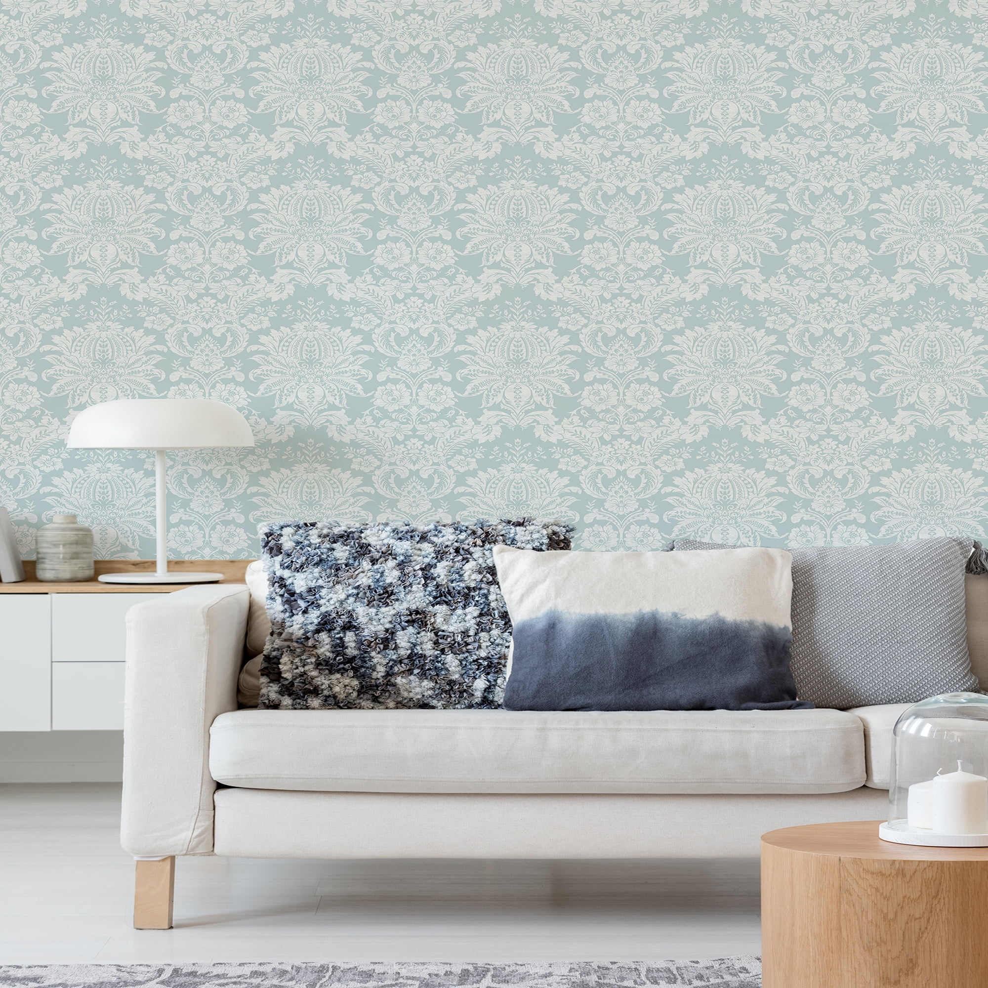 Transform Damask Duck Egg Peel and Stick Wallpaper