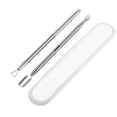 thumbnail image 1 of Kit de Démaquillage 2 Pcs en Acier Inoxydable pour Ongles Manucure Double Extrémité Poussoir à Cuticules Outils Résistants à l'Usure pour Adultes, 1 of 8