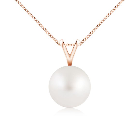 ANGARA South Sea Cultured Pearl Solitaire V-Bale Pendant in 14K Rose Gold for Women | June Birthstone, Birthday, Anniversary, Jewelry Gift for Women | Pearl Necklace