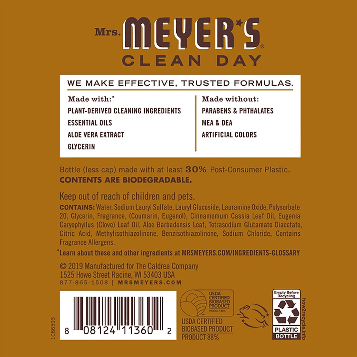 Mrs. Meyer's Dish Soap 3 Scent Variety, 1 Apple Cider, 1 Iowa Pine, 1 Acorn Spice, 1 CT