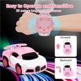 thumbnail image 3 of Hweilai Watch Remote Control Car Toy, 2023 Mini Cartoon RC Car Analog Watch, 2.4G Long Distance Infrared Remote Control Sensing Model Car Toys, Racing Car Watch, Interactive Game Toys for Kids-Pink, 3 of 5