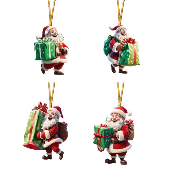 Baby Sweetie 4Pcs Christmas Tree Hanging Ornaments Acrylic Decoration Sets Santa Claus Christmas Decorations Ornaments