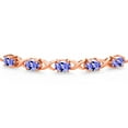 thumbnail image 3 of Gem Stone King 18K Rose Gold Plated Silver Blue Tanzanite Bracelet for Women (3.75 Cttw, Gemstone December Birthstone, Oval 7X5MM, Fully Adjustable up to 9 inches), 3 of 5
