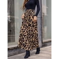 thumbnail image 3 of Falda larga bohemia de cintura alta con cordón y estampado de leopardo para mujer khkai xl, 3 of 5